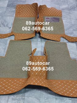 สั่งตัดพรมปูพื้นในรถยนต์เข้ารูปเต็มคัน Toyota Vigo Cab ปูพรม8D สีน้ำตาลอ่อน + ไวนิลสีครีม