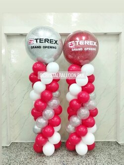 เสาลูกโป่ง เปิดงาน Bubble ขนาด 36" กลิตเตอร์สีแดง 1 เสา พร้อม Bubble ขนาด 36" กลิตเตอร์เงิน 1 เสา พร้อมตกแต่ง สามารถเปลี่ยนสีลูกโป่ง/เปลี่ยนข้อความได้