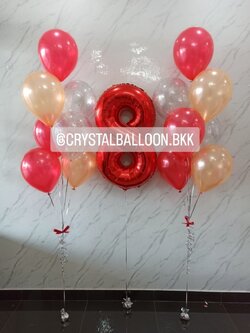 ลูกโป่ง วันครบรอบ ช่อลูกโป่ง 7 ลูก 2 ช่อ พร้อมตกแต่ง ฟอยล์ตัวเลข ขนาด 40" 1 ชิ้น,ลูกโป่งใส ใส่กลิตเตอร์ สามารถเปลี่ยนสีลูกโป่ง/เปลี่ยนสี-ฟอยล์ตัวเลขได้