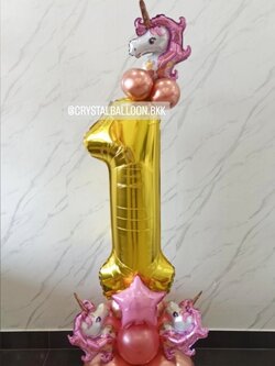 ลูกโป่ง วันเกิดเด็ก ฟอยล์ตัวเลข ขนาด 40" ตั้งฐาน 1 ชิ้น พร้อมตกแต่ง สามารถเปลี่ยนสีลูกโป่ง/เปลี่ยนสี-ฟอยล์ตัวเลข/เปลี่ยนฟอยล์ตกแต่งได้