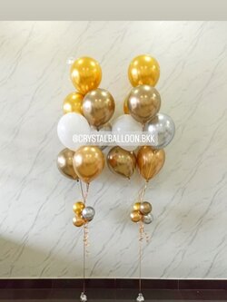 ลูกโป่ง งานแต่ง ช่อลูกโป่งสีโครเมี่ยม ช่อ 7 ลูก 2 ช่อ Theme สีทองโครเมี่ยม-คามิเลียโครเมี่ยม พร้อมตกแต่ง สามารถเปลี่ยนสีลูกโป่งได้