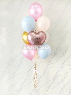 ลูกโป่ง งานแต่ง ช่อลูกโป่งฟอยล์หัวใจ ขนาด 18" ช่อ 10 ลูก 1 ช่อ พร้อมตกแต่ง สามารถเปลี่ยนสีลูกโป่ง/เปลี่ยนข้อความ/เปลี่ยนสี-ฟอยล์ตกแต่งได้