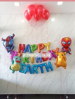 ลูกโป่ง วันเกิดเด็ก ฟอยล์ตัวอักษร Happy Birthday หลากสี 1 ชิ้น พร้อม ฟอยล์ตัวอักษรชื่อ 5 ตัวอักษร พร้อม ฟอยล์ตกแต่ง 4 ชิ้น,ลูกโป่งลอยฝ้า 5 ลูก พร้อมตกแต่ง สามารถเปลี่ยนสีลูกโป่ง/เปลี่ยนสี-ฟอยล์ตัวอักษร/เปลี่ยนฟอยล์ตกแต่งได้