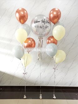 ลูกโป่ง Welcome Baby Bubble 24" พร้อมตกแต่ง ลูกโป่ง 6 ลูก 2 ช่อ สามารถเปลี่ยนสีลูกโป่ง/เปลี่ยนข้อความ/เปลี่ยนขนาดได้