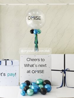 Jumbo Box 36" Surprise Box กล่องเซอร์ไพรส์ Bubble ขนาด 24"กลิตเตอร์สีเงิน พร้อมตกแต่ง สามารถใส่รูปได้ 4 ใบ สามารถเปลี่ยนสีลูกโป่ง/เปลี่ยนข้อความได้