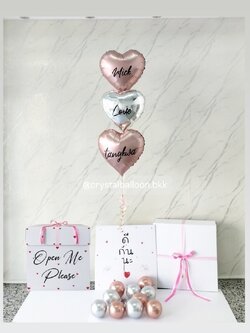 Surprise Box กล่องเซอร์ไพรส์พร้อม ฟอยล์หัวใจ 18" 3 ชิ้น พร้อมตกเเต่ง สามารถใส่รูปได้ 2 ใบ สามารถเปลี่ยนสีลูกโป่ง/เปลี่ยนข้อความ/เปลี่ยนสีฟอยล์ตกเเต่งได้