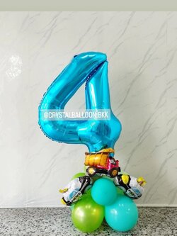 ลูกโป่ง วันเกิดเด็ก ฟอยล์ตัวเลข ขนาด 40" ตั้งฐาน 1 ชิ้น Theme รถ พร้อมตกแต่ง สามารถเปลี่ยนสีลูกโป่ง/เปลี่ยนสี-ฟอยล์ตัวเลข/เปลี่ยนฟอยล์ตกแต่งได้