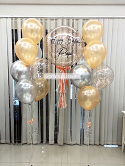 ลูกโป่ง วันเกิด Bubble ขนาด 24" พร้อม ช่อลูกโป่ง ช่อ 7 ลูก 2 ช่อ,ลูกโป่งใส ใส่กลิตเตอร์ พร้อมตกเเต่ง สามารถเปลี่ยนสีลูกโป่ง/เปลี่ยนข้อความ/เปลี่ยนขนาดได้