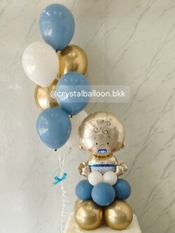 ลูกโป่ง Welcome Baby Boy ฟอยล์เด็ก ตั้งฐาน 1 ชิ้น ช่อลูกโป่ง ช่อ 7 ลูก 1 ช่อ พร้อมตกแต่ง สามารถเปลี่ยนสีลูกโป่ง/เปลี่ยนฟอยล์ตกแต่งได้