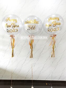 ลูกโป่ง New Year Bubble ขนาด 24" สีเงิน 3 ลูก พร้อมตกแต่ง สามารถเปลี่ยนสีลูกโป่ง/เปลี่ยนข้อความ/เปลี่ยนขนาดได้