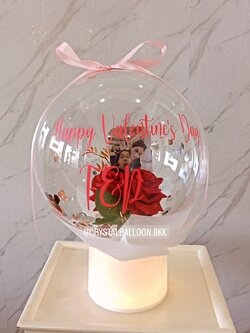 Flower Balloon Valentine's Day กล่องไฟ เกาหลี น่ารัก น่ารัก พร้อมตกแต่ง สามารถใส่รูป 1 ใบ สามารถเปลี่ยนข้อความ/เปลี่ยนสีได้