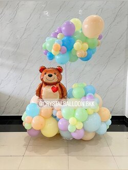 ลูกโป่ง Welcome Baby Organic Theme สีพาสเทล น่ารัก น่ารัก พร้อมตกแต่ง ฟอยล์หมี ใหญ่ 1 ชิ้น สามารถเปลี่ยนสีลูกโป่ง/เปลี่ยนฟอยล์ตกแต่งได้