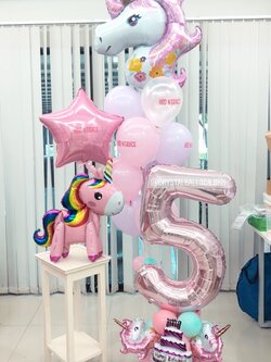 ลูกโป่ง วันเกิดเด็กหญิง Theme Unicorn สีชมพู 1 ตัว พร้อม ช่อลูกโป่ง 1 ช่อ,ฟอยล์ Unicorn 1 ชิ้น,ฟอยล์ตัวเลขตั้งฐาน 1 ตัว,ฟอยล์ดาว ขนาด 18" 1 ชิ้น พร้อมตกเเต่ง สามารถเปลี่ยนสีลูกโป่ง/เปลี่ยนสี-ฟอยล์ตัวเลข/เปลี่ยนฟอยล์การ์ตูนได้