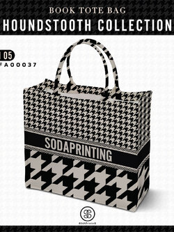 กระเป๋า Book Tote Bag HOUNDSTOOTH COLLECTION รหัส TFA00037 #ใส่ชื่อได้ #SOdAbag #SOdAPrintinG