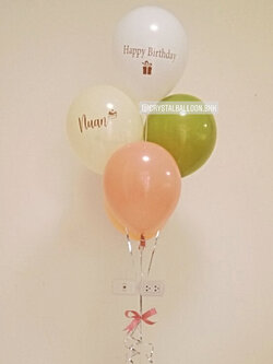 ลูกโป่ง วันเกิด สีพาสเทล พร้อม ข้อความ HAPPY BIRTHDAY พร้อม ชื่อเจ้าของวันเกิด 1 ช่อ พร้อมตกเเต่ง สามารถเปลี่ยนสีลูกโป่ง/เปลี่ยนชื่อเจ้าของวันเกิดได้