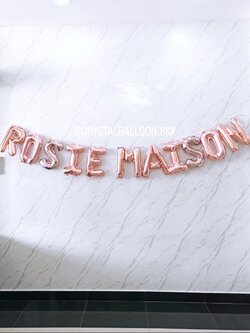 ลูกโป่ง เปิดร้าน ฟอยล์อักษร ขนาด 16" สีโรสโกล 11 ตัวอักษร ติดผนัง พร้อมตกแต่ง สามารถเปลี่ยนสี-ฟอยล์อักษรได้