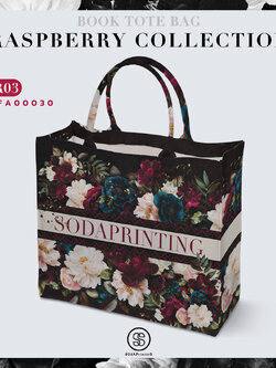 กระเป๋า Book Tote Bag RASPBERRY COLLECTION รหัส TFA00030 #ใส่ชื่อได้ #SOdAbag #SOdAPrintinG
