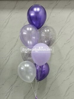 ลูกโป่ง แสดงความยินดี ช่อลูกโป่ง ช่อ 7 ลูก 1 ช่อ ธีมสีม่วง พร้อมตกแต่ง สามารถเปลี่ยนสีลูกโป่งได้