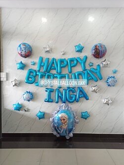 ลูกโป่ง วันเกิดเด็ก Theme Frozen พร้อม ฟอยล์ตัวอักษร Happy Birthday ขนาด 16" 1 ชิ้น,ฟอยล์ตัวอักษรชื่อ 5 ตัวอักษร,ฟอยล์กระจกพิมพ์ลาย 2 ด้าน พร้อมตกแต่ง สามารถเปลี่ยนสีลูกโป่ง/เปลี่ยนสี-ฟอยล์ตกแต่งได้