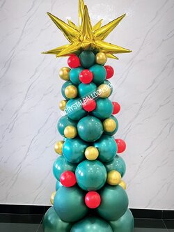 ต้นลูกโป่ง Christmas สูง 1.5 เมตร พร้อม ฟอยล์ดาวแฉกใหญ่ 1 ชิ้น พร้อมตกแต่ง สามารถเปลี่ยนสีลูกโป่ง/เปลี่ยนฟอยล์ตกแต่งได้