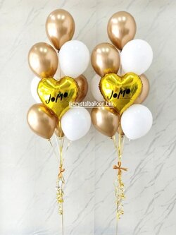 ลูกโป่ง เปิดร้าน ช่อลูกโป่งฟอยล์หัวใจ ขนาด 18" สีทอง ช่อ 10 ลูก 2 ช่อ พร้อมตกแต่ง สามารถเปลี่ยนสีลูกโป่ง/เปลี่ยนข้อความ/เปลี่ยนสี-ฟอยล์ตกแต่งได้