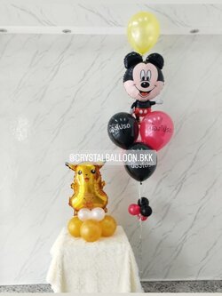 ลูกโป่ง วันเกิดเด็ก ฟอยล์ ปิกาจู ตั้งฐาน 1 ชิ้น พร้อม ฟอยล์ Mickey Mouse ช่อ 6 ลูก 1 ช่อ พร้อมตกเเต่ง สามารถเปลี่ยนสีลูกโป่ง/เปลี่ยนสี-ฟอยล์ตกเเต่ง/เปลี่ยนข้อความได้