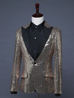 Pre-order เสื้อสูทชาย สูทแฟชั่น สูทกลิตเตอร์ สีทอง