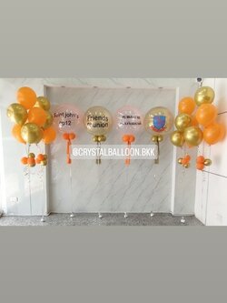 ลูกโป่ง เปิดงาน Bubble ขนาด 24" กลิตเตอร์สีทอง 2 ลูก พร้อม Bubble ขนาด 24" กลิตเตอร์สีส้ม 2 ลูก,ช่อลูกโป่ง ช่อ 5 ลูก 4 ช่อ พร้อมตกแต่ง สามารถเปลี่ยนสีลูกโป่ง/เปลี่ยนข้อความ/เปลี่ยนขนาดได้