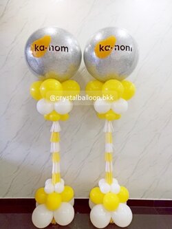 เสาลูกโป่ง เปิดงาน Bubble ขนาด 36" กลิตเตอร์สีเงิน 2 เสา พร้อมตกแต่ง สามารถเปลี่ยนสีลูกโป่ง/เปลี่ยนข้อความได้