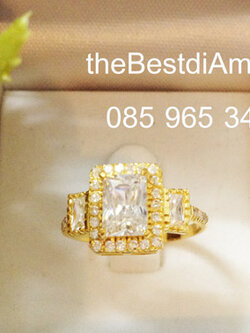 BR233+++แหวนเพชรcz สี่เหลี่ยมเพชรล้อม ดูดี เหมือนออกจากร้านจิว ไฮโซ สุดๆๆ ดูดีมีดีไซน์ เพชรเหลี่ยม Heart&Arrow