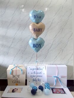 Gender Reveal Surprise Box กล่องเซอร์ไพรส์ทายเพศ พร้อม ฟอยล์หัวใจ 18" 3 ชิ้น พร้อมตกเเต่ง สามารถใส่รูปได้ 2 ใบ สามารถเปลี่ยนสีลูกโป่ง/เปลี่ยนข้อความ/เปลี่ยนสีฟอยล์ตกเเต่งได้
