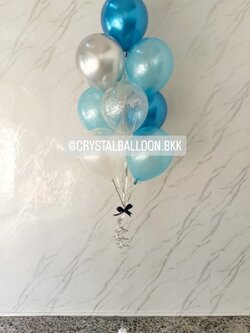 ลูกโป่ง เเสดงความยินดี ช่อลูกโป่ง ช่อ 9 ลูก 1 ช่อ พร้อม ลูกโป่งใส ใส่กลิตเตอร์ พร้อมตกเเต่ง สามารถเปลี่ยนสีลูกโป่ง/เปลี่ยนข้อความได้