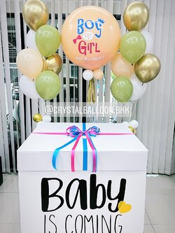 Jumbo Box 36" ลูกโป่งทายเพศ ลูกโป่งยาง 36" พร้อมตกแต่ง ช่อลูกโป่ง ช่อ 7 ลูก 2 ช่อ,สามารถใส่รูปได้ 4 ใบ สามารถเปลี่ยนสีลูกโป่ง/เปลี่ยนข้อความ/เปลี่ยนขนาดได้