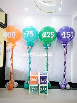 ลูกโป่ง เปิดงาน ลูกโป่งยาง 36" 4 ลูก หลากสี พร้อมตกแต่ง กล่องใส ติดตัวอักษรหรือตัวเลข สามารถเปลี่ยนสีลูกโป่ง/เปลี่ยนข้อความ/เปลี่ยนขนาดได้