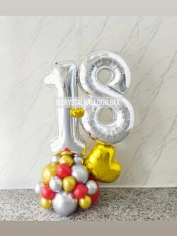 ลูกโป่ง วันเกิดเด็ก ฟอยล์ตัวเลข ขนาด 40" ตั้งฐานคู่ 1 ชิ้น พร้อมตกแต่ง สามารถเปลี่ยนสีลูกโป่ง/เปลี่ยนสี-ฟอยล์ตัวเลข/เปลี่ยนสี-ฟอยล์ตกแต่งได้