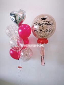 ลูกโป่ง รับปริญญา Bubble ขนาด 24" พร้อม ช่อลูกโป่ง ฟอยล์หัวใจ ขนาด 18" 1 ช่อ พร้อมตกเเต่ง สามารถเปลี่ยนสีลูกโป่ง/เปลี่ยนข้อความ/เปลี่ยนขนาดได้