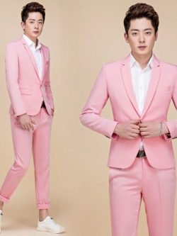Pre-order ชุดสูทชาย สีชมพู สไตล์เกาหลี