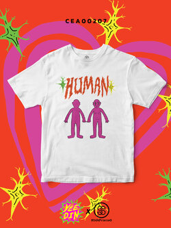 เสื้อยืด พิมพ์ลาย HUMAN สีขาว CEA00207 #เสื้อ #เสื้อยืด #Yeedin