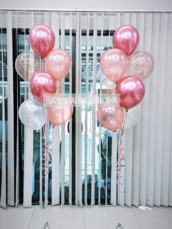 ลูกโป่ง แสดงความยินดี ช่อลูกโป่ง 7 ลูก 2 ช่อ Theme สีชมพูแชมเปญโครเมี่ยม พร้อมตกแต่ง สามารถเปลี่ยนสีลูกโป่ง/เปลี่ยนข้อความได้