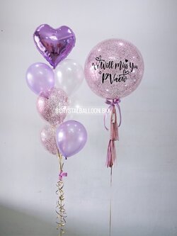 ลูกโป่ง โอกาสพิเศษอื่นๆ Bubble ขนาด 24" พร้อม ช่อลูกโป่ง ฟอยล์หัวใจ ขนาด 18" 1 ช่อ พร้อมตกเเต่ง สามารถเปลี่ยนสีลูกโป่ง/เปลี่ยนข้อความ/เปลี่ยนขนาดได้