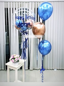 ลูกโป่ง วันเกิด Bubble USA ขนาด 24" พร้อม ช่อลูกโป่งโครเมี่ยม ช่อ 3 ลูก 1 ช่อ พร้อมตกเเต่ง สามารถเปลี่ยนสีลูกโป่ง/เปลี่ยนข้อความ/เปลี่ยนขนาดได้