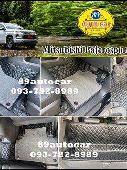 พรมปูพื้นรถยนต์ Mitsubishi Pajerosport 2020-2021 ปูพรม7D สีดำล้วน + ไวนิลสีเทา เข้ารูป
