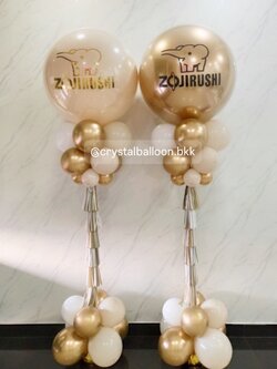 เสาลูกโป่ง เปิดงาน ลูกโป่งยาง ขนาด 36" สีแซน 1 เสา , ลูกโป่งยาง ขนาด 36" สีทองอ่อน 1 เสา พร้อมตกแต่ง สามารถเปลี่ยนสีลูกโป่ง/เปลี่ยนข้อความได้