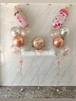 ลูกโป่ง Welcome Baby ช่อลูกโป่งฟอยล์ขวดนม ช่อ 7 ลูก 2 ช่อ พร้อมตกแต่ง ฟอยล์เด็กทารก 1 ชิ้น สามารถเปลี่ยนสีลูกโป่ง/เปลี่ยนสี-ฟอยล์ตกแต่งได้