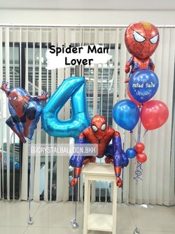 ลูกโป่ง วันเกิดเด็ก Theme Spider Man พร้อม ช่อลูกโป่ง Spider Man พร้อมตกแต่ง Spider Man 4D,ฟอยล์ตัวเลข ขนาด 40" 1 ชิ้น,ฟอยล์ Spider Man ใหญ่ 1 ชิ้น สามารถเปลี่ยนสีลูกโป่ง/เปลี่ยนข้อความ/เปลี่ยนสี-ฟอยล์ตัวเลข/เปลี่ยน Theme ได้