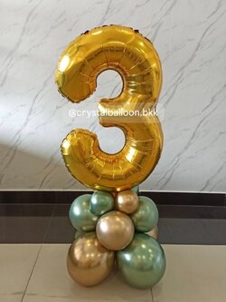 ลูกโป่ง วันเกิด ฟอยล์ตัวเลข ขนาด 40" ตั้งฐาน 1 ชิ้น ธีมเขียว-ทอง พร้อมตกแต่ง สามารถเปลี่ยนสีลูกโป่ง/เปลี่ยนสี-ฟอยล์ตัวเลขได้