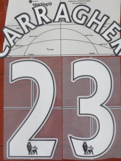 ชุดชื่อและเบอร์ติดเสื้อฟุตบอล #23 คาร์ราเกอร์ สโมสรลิเวอร์พูล (ชุดเหย้า EPL 2007/13) PLAYER SIZE ใหม่ / #23 CARRAGHER LIVERPOOL Football Club (Home EPL 2007/13) PLAYER SIZE Name and Number Set NEW