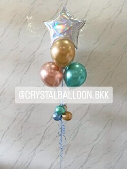 ลูกโป่ง วันเกิด ช่อลูกโป่งฟอยล์ดาว ขนาด 24" ช่อ 5ลูก 1ช่อ พร้อมตกแต่ง สามารถเปลี่ยนสีลูกโป่ง/เปลี่ยนฟอยล์ตกแต่งได้