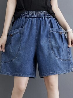 กางเกงยีนส์ขาสั้นแต่งกระเป๋าข้าง