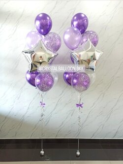 ลูกโป่ง วันเกิด ช่อลูกโป่งฟอยล์ดาว ขนาด 24" ช่อ 8 ลูก 2 ช่อ พร้อมตกแต่ง สามารถเปลี่ยนสีลูกโป่ง/เปลี่ยนสี-ฟอยล์ตกแต่งได้